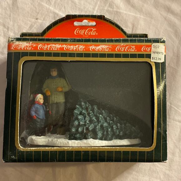 Village Figurine Man & Child with Tree Holiday Collectible - Picture 1 of 5